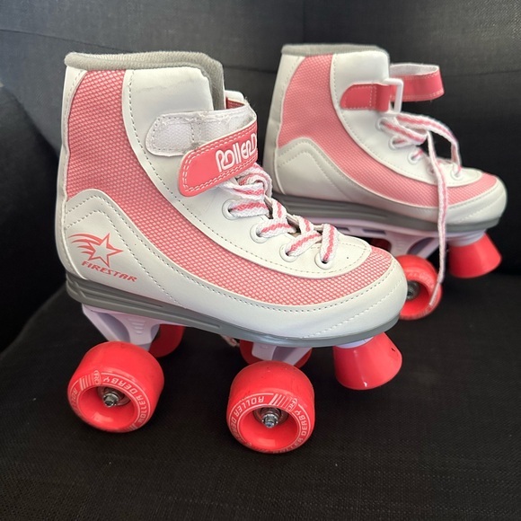 FireStar Girl's Roller Skate Size 1 White/Pink - Picture 1 of 7
